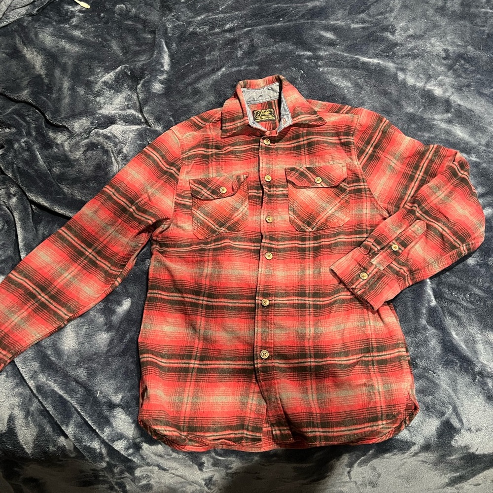 Jachs MFG Men's Long Sleeve Button-Down Heritage Flannel NC3 Red Size Small